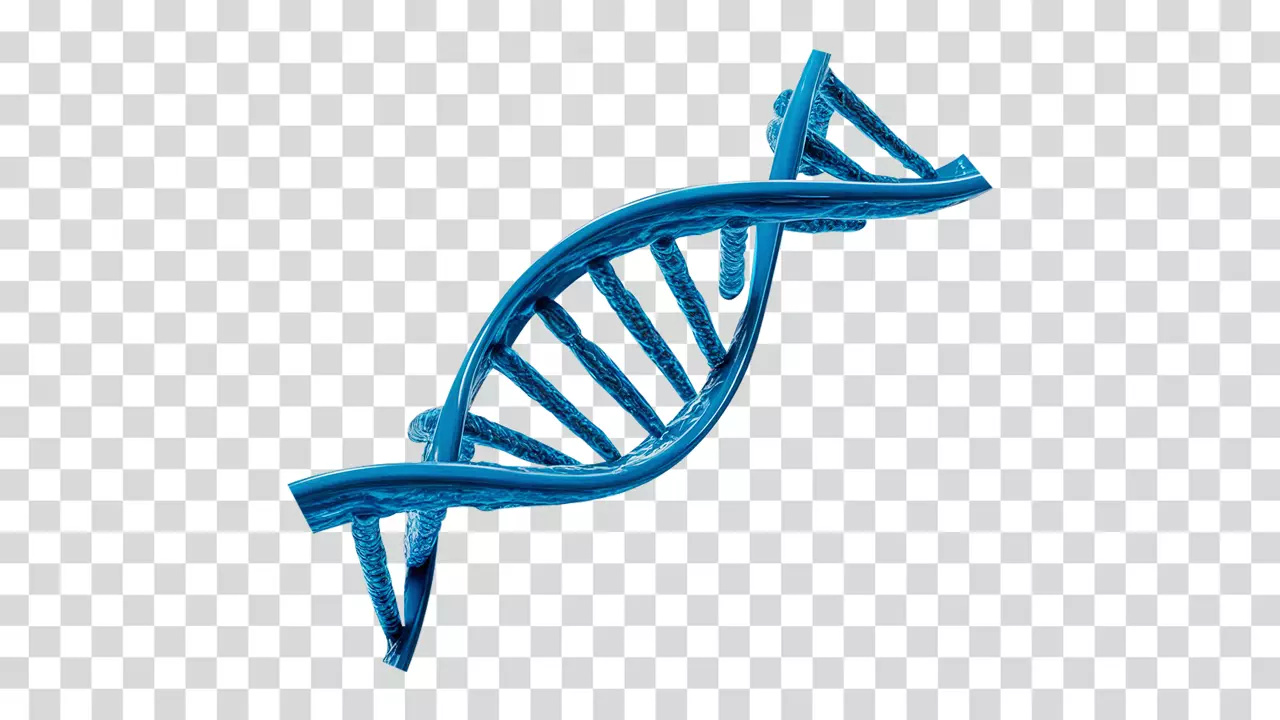 A Blue DNA Helix Sequence Elegantly Displayed Against a Transparent Background